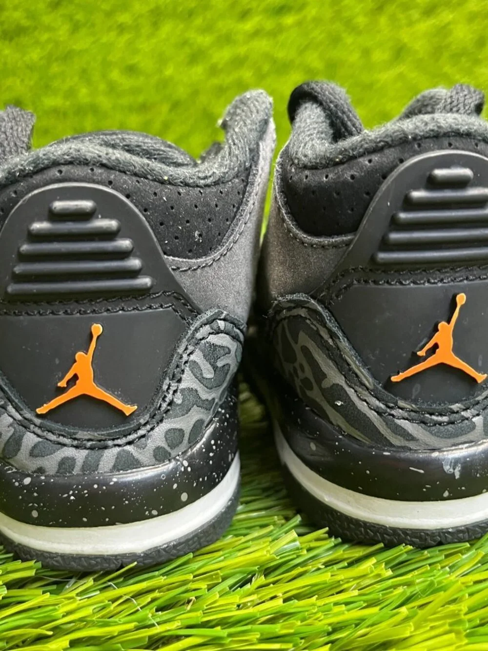 Nike Air Jordan 3 Retro Toddler Size 4C Black Gray White Athletic Shoes Sneakers